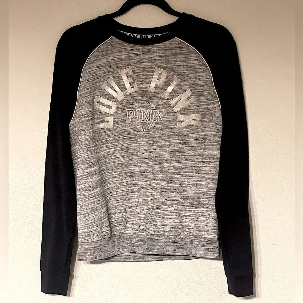 Victoria’s Secret PINK, Black & Gray, Long Sleeve, Sweatshirt. Size Small.